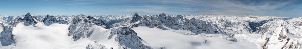 Panorama à 360° depuis le sommet du Silvrettahorn